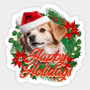 Charimg dog with happy holidays Sticker